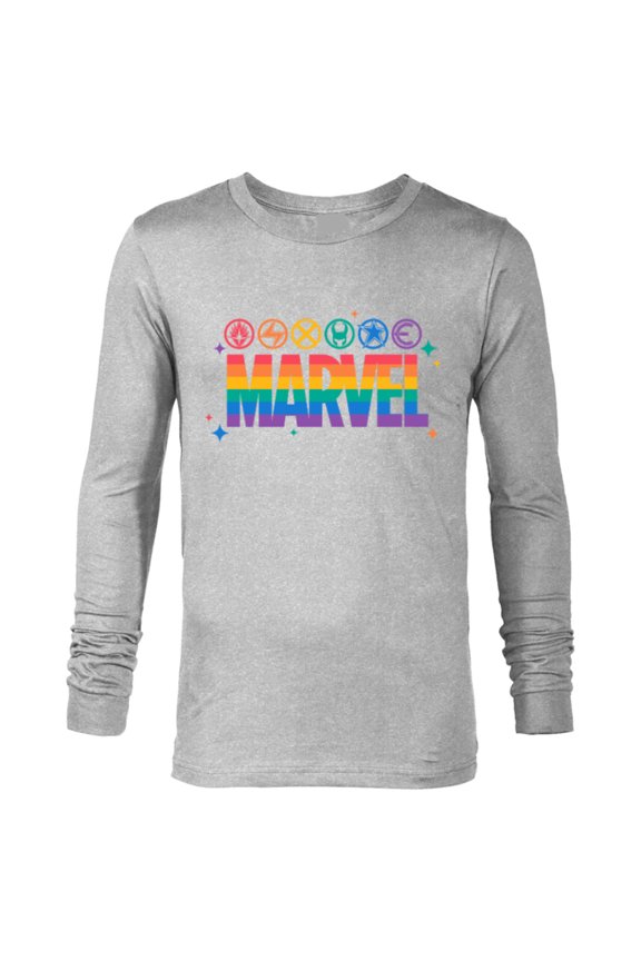 Pride Rainbow Logo Proud Heroes Symbols - Long Sleeve T-Shirt for Men - Customized-Athletic Heather