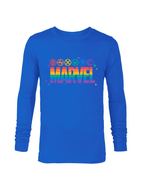 Pride Rainbow Logo Proud Heroes Symbols - Long Sleeve T-Shirt for Men - Customized-Navy