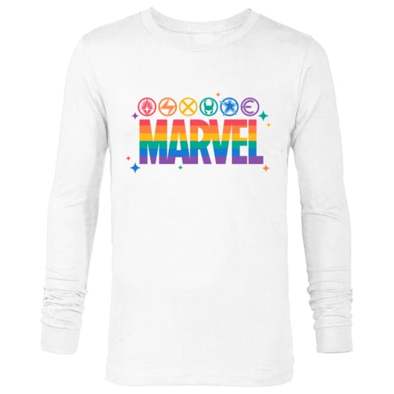 Marvel Pride Rainbow Logo Proud Heroes Symbols - Long Sleeve T-Shirt for Men - Customized-White