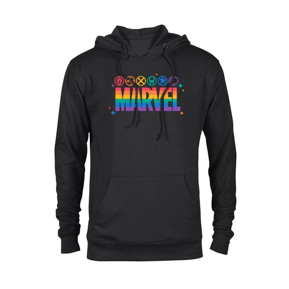 Marvel Pride Rainbow Logo Proud Heroes Symbols - Pullover Hoodie for Adults - Customized-Black