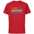 thumbnail image 1 of Marvel Pride Rainbow Logo Proud Heroes Symbols - Short Sleeve Cotton T-Shirt for Adults - Customized-Red, 1 of 5