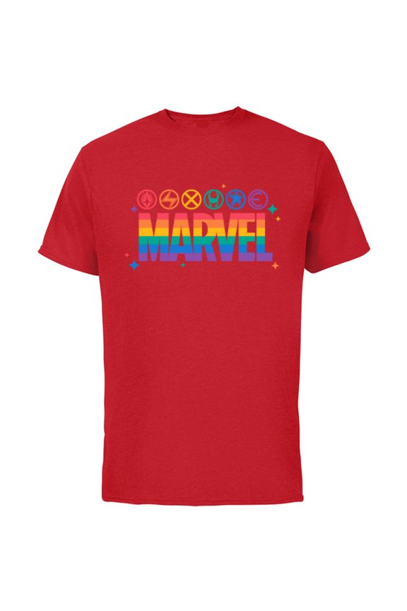 Pride Rainbow Logo Proud Heroes Symbols - Short Sleeve Cotton T-Shirt for Adults - Customized-Red
