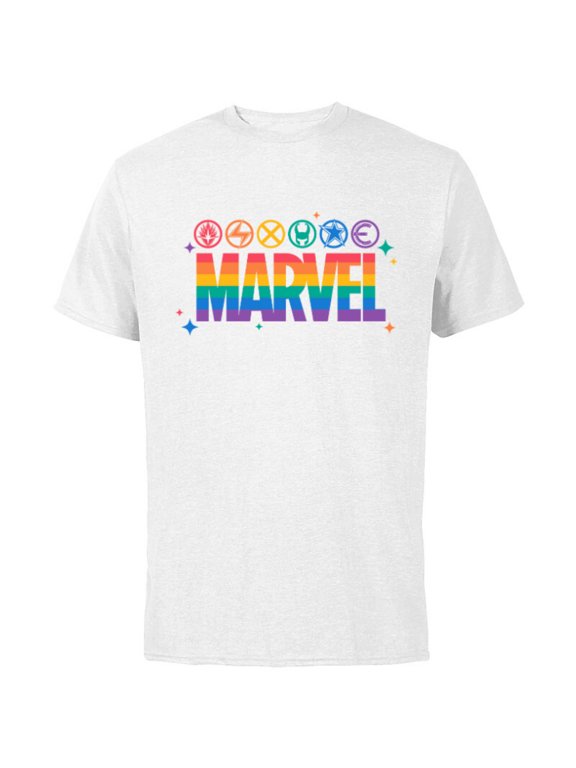 Pride Rainbow Logo Proud Heroes Symbols - Short Sleeve Cotton T-Shirt for Adults - Customized-White