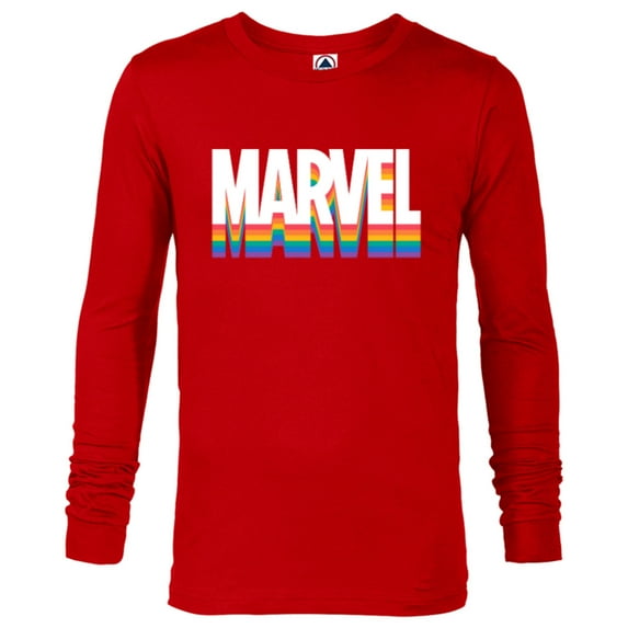 Marvel Pride Rainbow Marvel Logo Super Hero Pride- Long Sleeve T-Shirt for Men - Customized-New Red