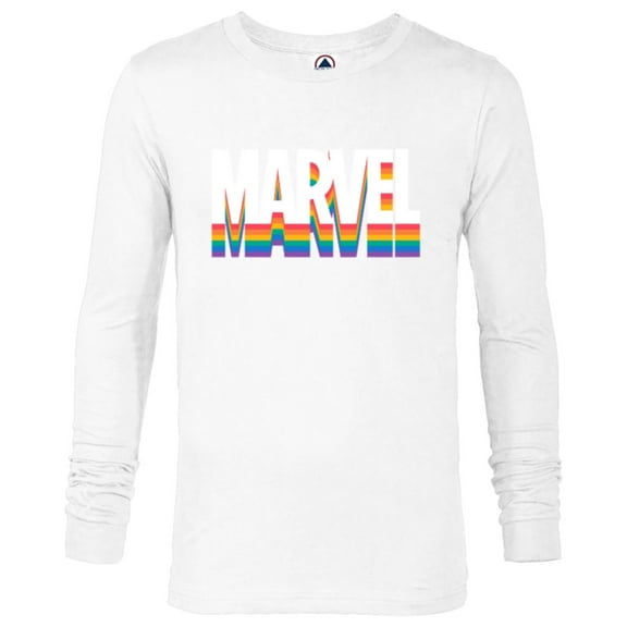 Marvel Pride Rainbow Marvel Logo Super Hero Pride- Long Sleeve T-Shirt for Men - Customized-White