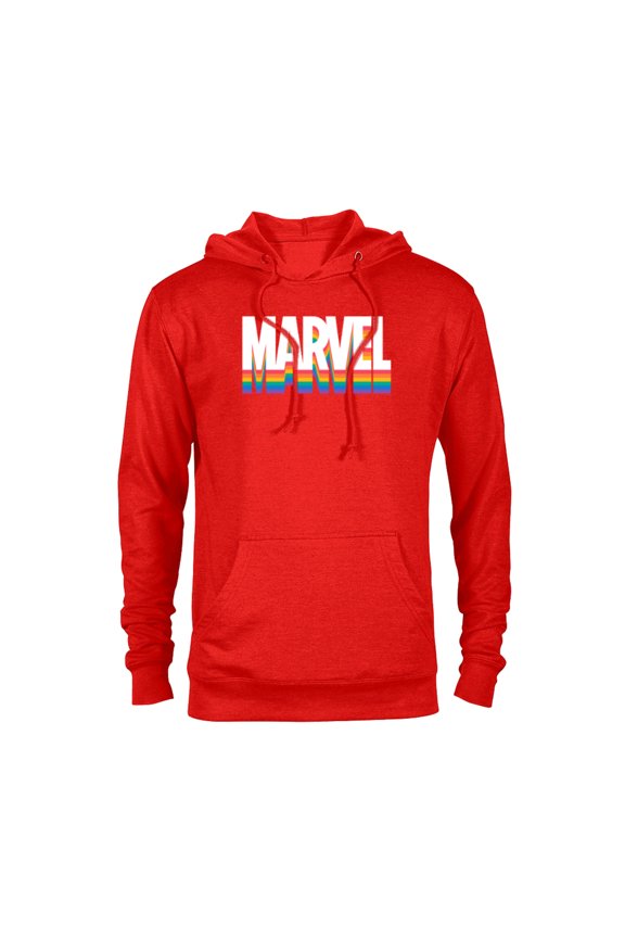 Pride Rainbow Marvel Logo Super Hero Pride- Pullover Hoodie for Adults - Customized-Red