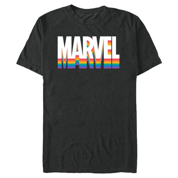 Marvel Pride Rainbow Marvel Logo Super Hero Pride- Short Sleeve Blended T-Shirt for Adults - Customized-Dark Heather
