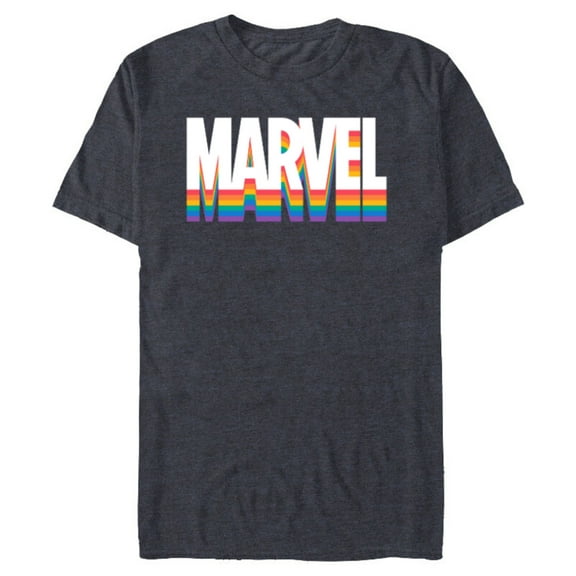 Marvel Pride Rainbow Marvel Logo Super Hero Pride- Short Sleeve Blended T-Shirt for Adults - Customized-Navy Heather