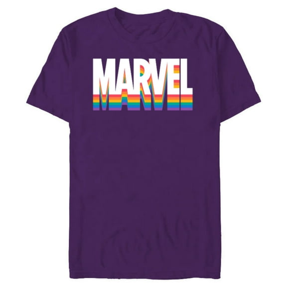 Marvel Pride Rainbow Marvel Logo Super Hero Pride- Short Sleeve Blended T-Shirt for Adults - Customized-Purple