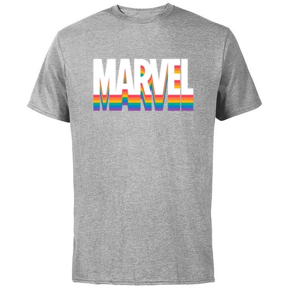 Marvel Pride Rainbow Marvel Logo Super Hero Pride- Short Sleeve Cotton T-Shirt for Adults - Customized-Athletic Heather