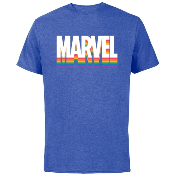 Marvel Pride Rainbow Marvel Logo Super Hero Pride- Short Sleeve Cotton T-Shirt for Adults - Customized-Royal Heather