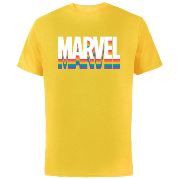 Marvel Pride Rainbow Marvel Logo Super Hero Pride- Short Sleeve Cotton T-Shirt for Adults - Customized-Yellow