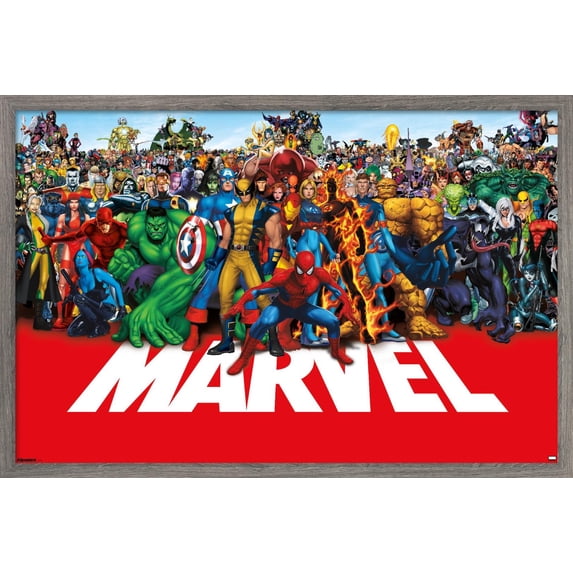 Marvel Publishing - The Marvel Lineup 2025 Wall Poster, 14.725" x 22.375" Framed