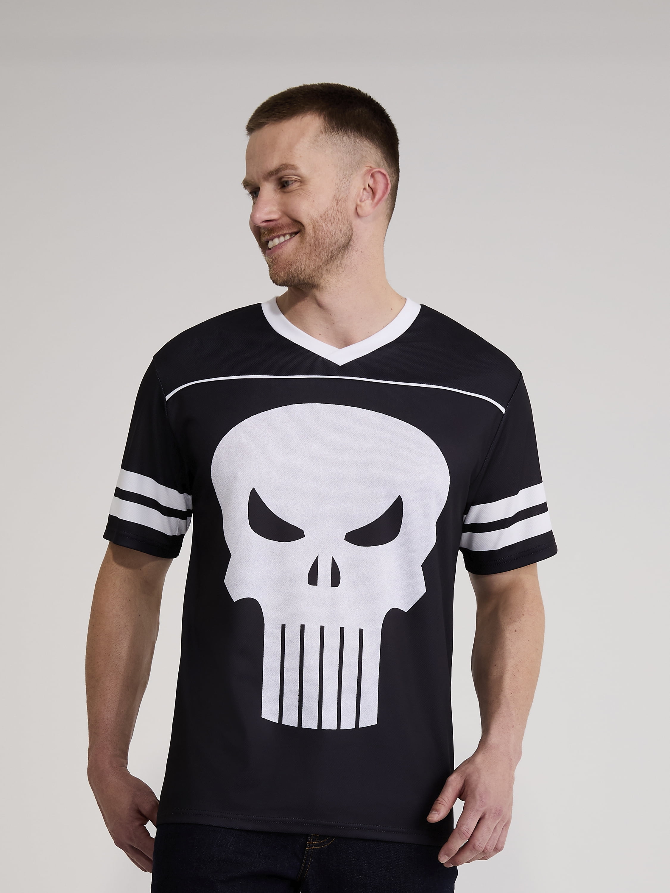 Marvel Punisher Men's & Big Men's Graphic Mesh Soccer Jersey, Sizes XS-3XL