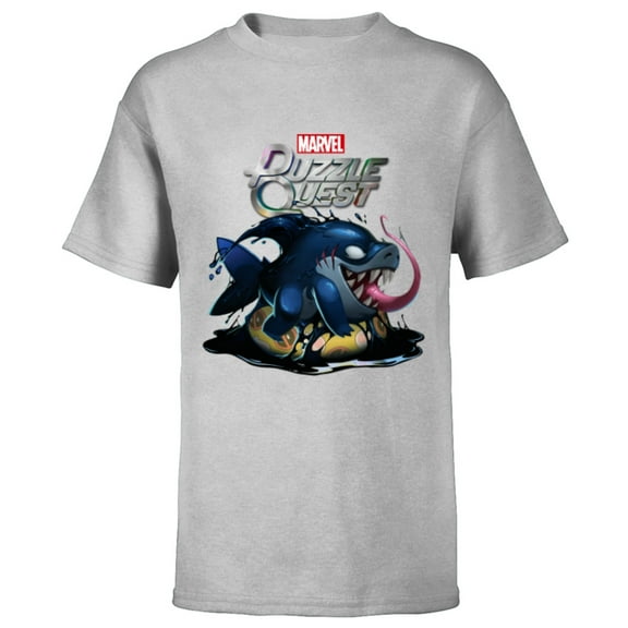 Marvel Puzzle Quest Jeff Land Shark Jeffrey Symbiote Floatie - Short Sleeve T-Shirt for Kids - Customized-Athletic Heather