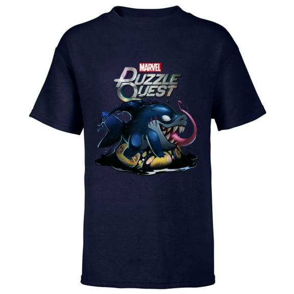 Marvel Puzzle Quest Jeff Land Shark Jeffrey Symbiote Floatie - Short Sleeve T-Shirt for Kids - Customized-Navy
