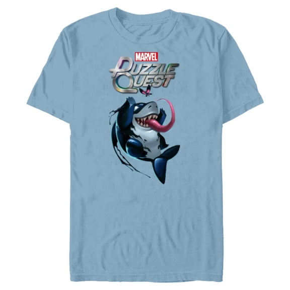 Marvel Puzzle Quest Jeff the Land Shark Jeffrey Symbiote - Short Sleeve Blended T-Shirt for Adults - Customized-Ocean Blue
