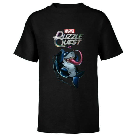 Marvel Puzzle Quest Jeff the Land Shark Jeffrey Symbiote - Short Sleeve T-Shirt for Kids - Customized-Black