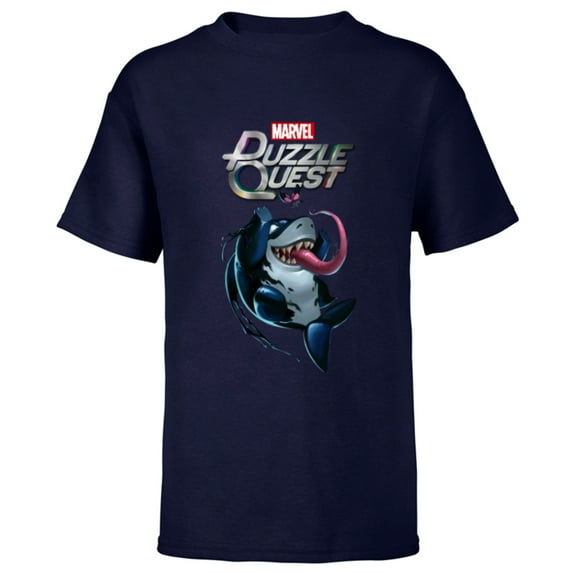 Marvel Puzzle Quest Jeff the Land Shark Jeffrey Symbiote - Short Sleeve T-Shirt for Kids - Customized-Navy