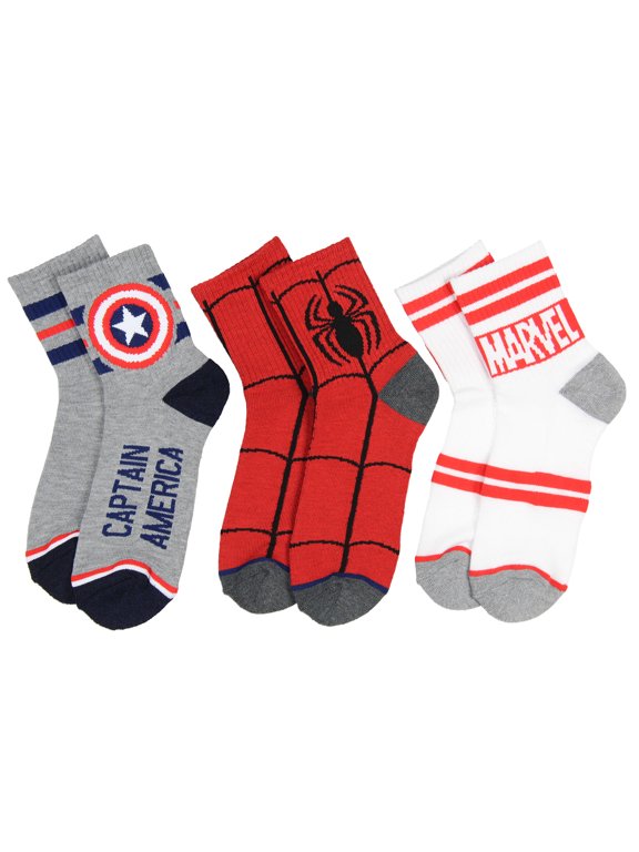 Marvel Quarter Mens 3Pk Socks Set