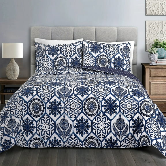 Marvel Quilt Navy 3Pc Set Full/Queen