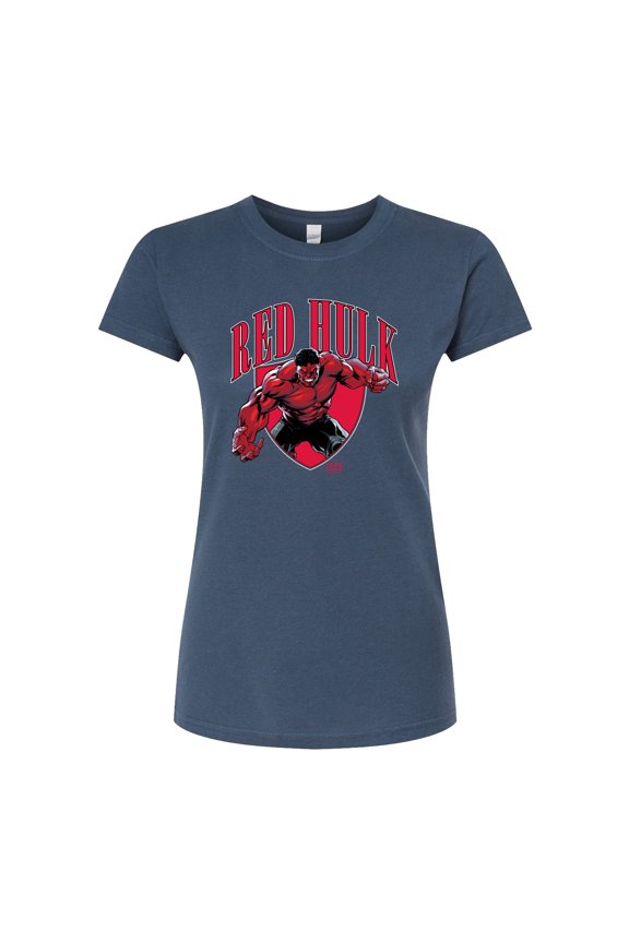 - Red Hulk Collegiate - Juniors Fitted Graphic T-Shirt