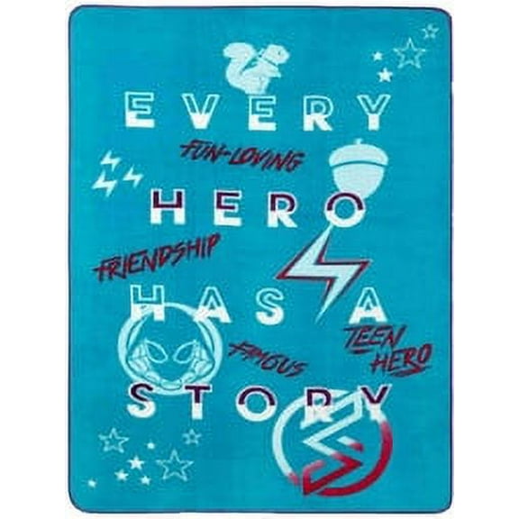 Marvel Rising Secret Warriors Plush Twin Bed or Toddler Blanket, Hero 62"x90"