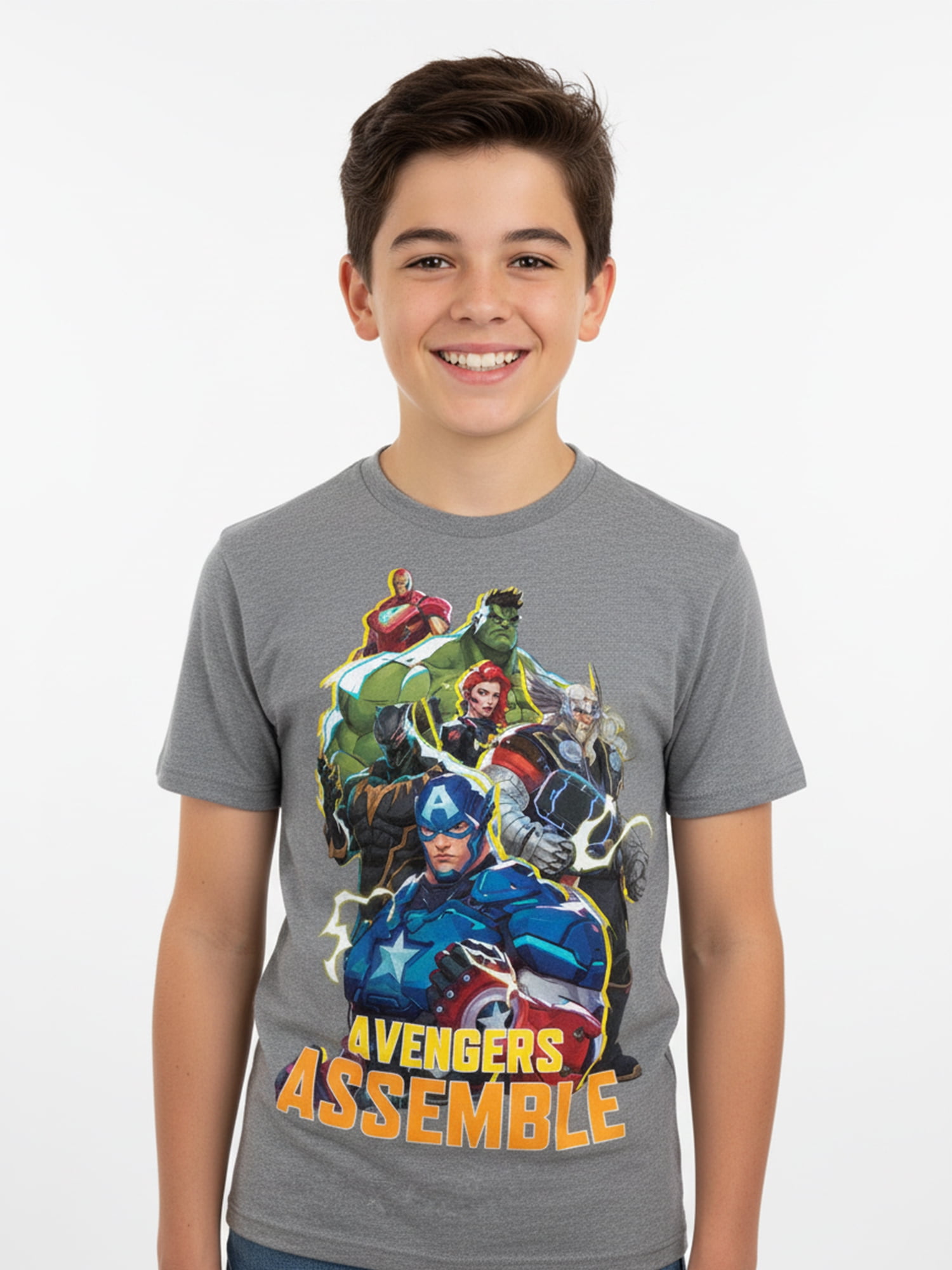 Marvel Rivals, Boys' Graphic T-Shirt, Avengers Assemble, Sizes 4-18
