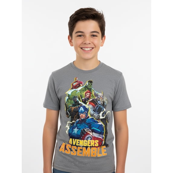 Marvel Rivals, Boys' Graphic T-Shirt, Avengers Assemble, Sizes 4-18
