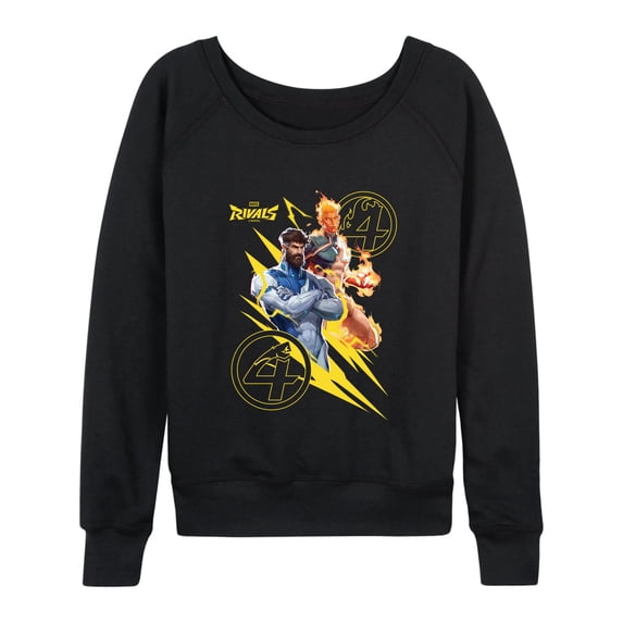 Marvel - Fantastic Rivals Women's Lightweight French Terry Wide Neck Long Sleeve Graphic Shirt