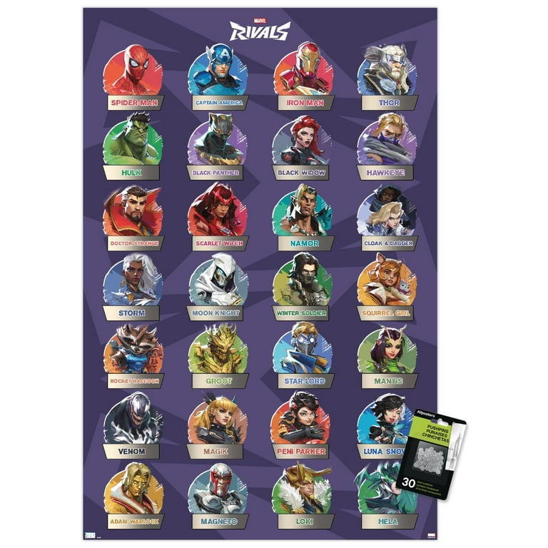 Marvel Rivals - Grid Wall Poster with Pushpins, 22.375