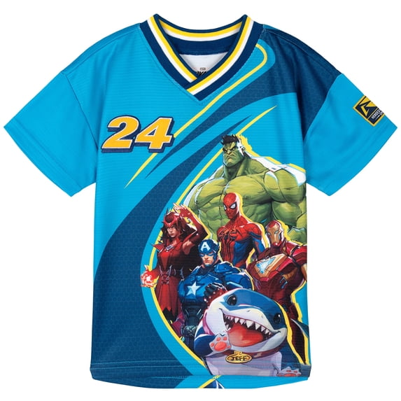 Marvel Rivals Spider-Man Iron Man Captain America Mesh Soccer Jersey Athletic T-Shirt Toddler to Big Kid