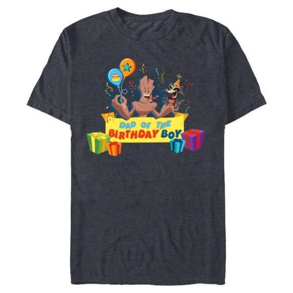 Marvel Rocket & Groot Family Party Dad of the Birthday Boy - Short Sleeve Blended T-Shirt for Adults - Customized-Navy Heather