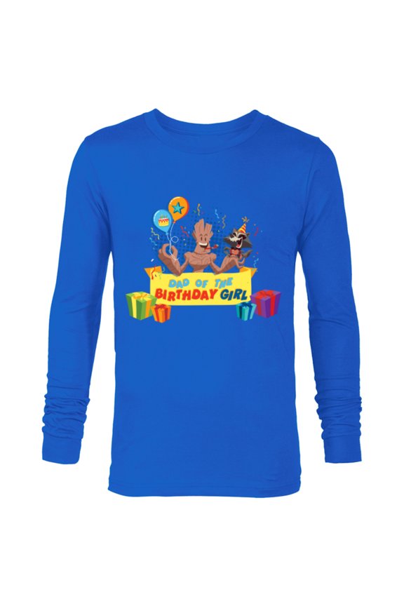 Rocket & Groot Family Party Dad of the Birthday Girl - Long Sleeve T-Shirt for Men - Customized-Navy