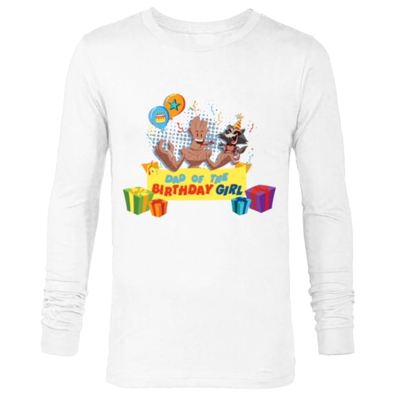 Marvel Rocket & Groot Family Party Dad of the Birthday Girl - Long Sleeve T-Shirt for Men - Customized-White