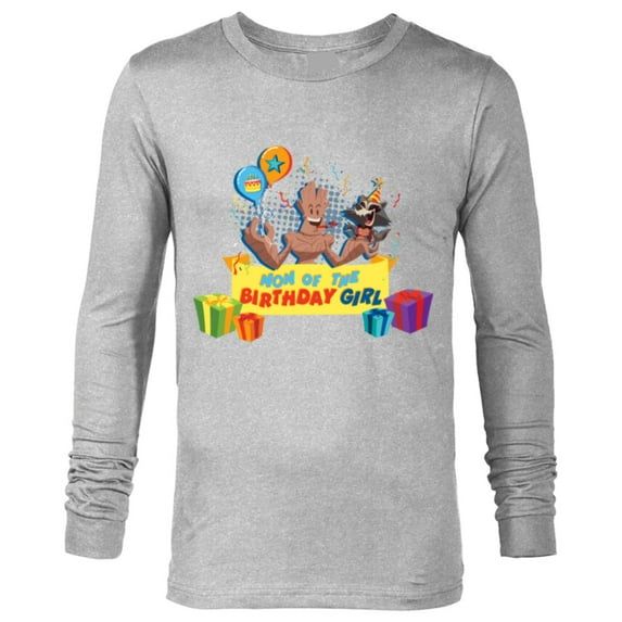 Marvel Rocket & Groot Family Party Mom of the Birthday Girl - Long Sleeve T-Shirt for Men - Customized-Athletic Heather