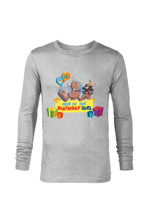 Rocket & Groot Family Party Mom of the Birthday Girl - Long Sleeve T-Shirt for Men - Customized-Athletic Heather