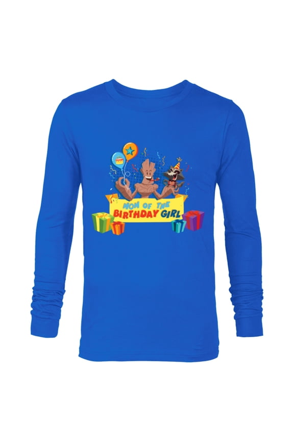 Rocket & Groot Family Party Mom of the Birthday Girl - Long Sleeve T-Shirt for Men - Customized-Navy