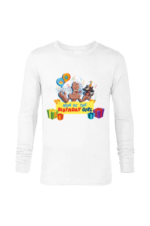 Rocket & Groot Family Party Mom of the Birthday Girl - Long Sleeve T-Shirt for Men - Customized-White