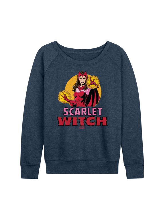 - Scarlet Witch Logo Women's Lightweight French Terry Wide Neck Long Sleeve Graphic Shirt