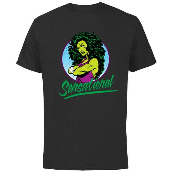 Marvel Sensational She-Hulk Retro Comic - Short Sleeve Cotton T-Shirt for Adults - Customized-Black