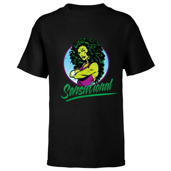 Marvel Sensational She-Hulk Retro Comic - Short Sleeve T-Shirt for Kids - Customized-Black