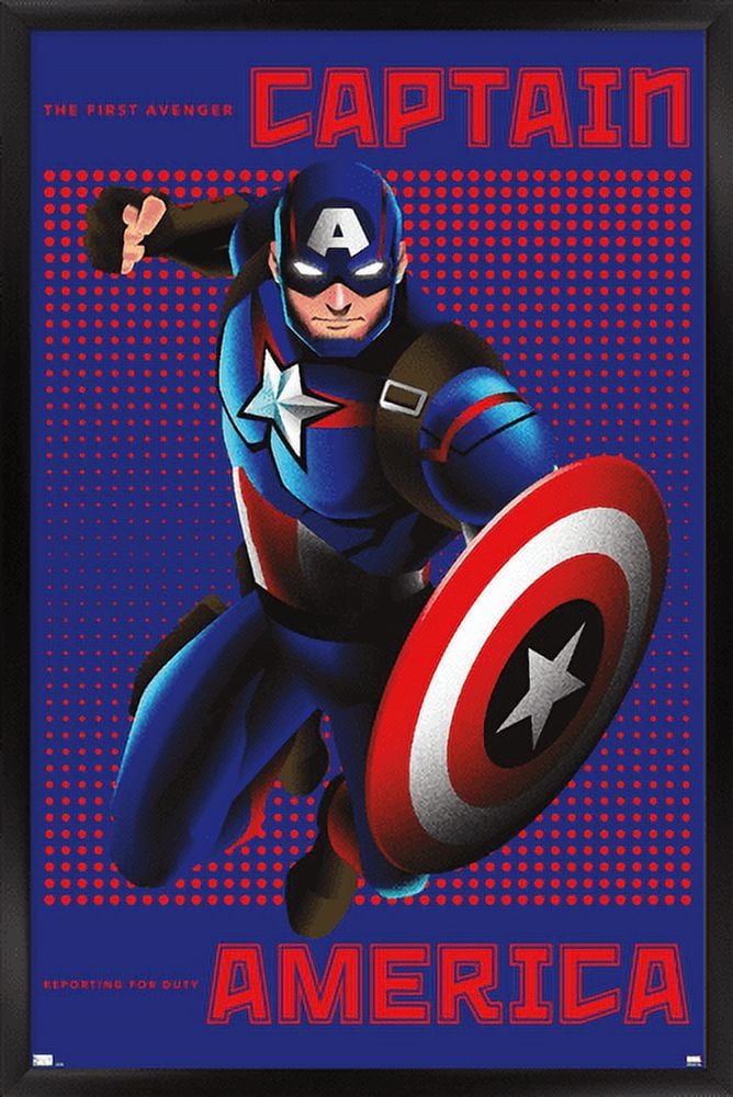 Marvel Shape of a Hero - Captain America Wall Poster, 14.725" x 22.375", Framed