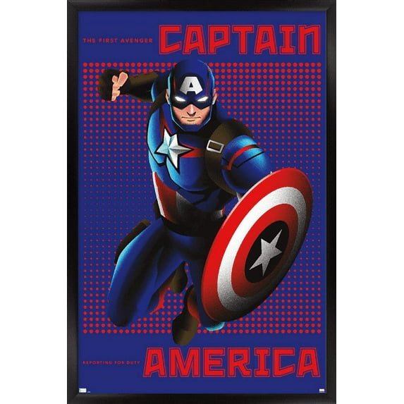 Marvel Shape of a Hero - Captain America Wall Poster, 22.375" x 34", Framed