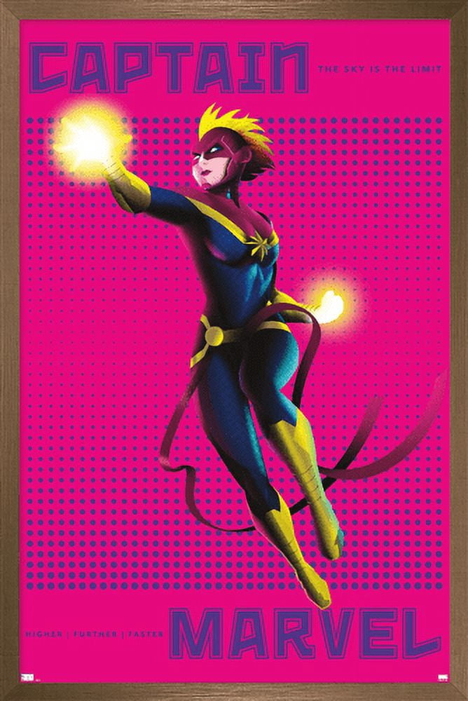 Marvel Shape of a Hero - Captain Marvel Wall Poster, 22.375" x 34", Framed
