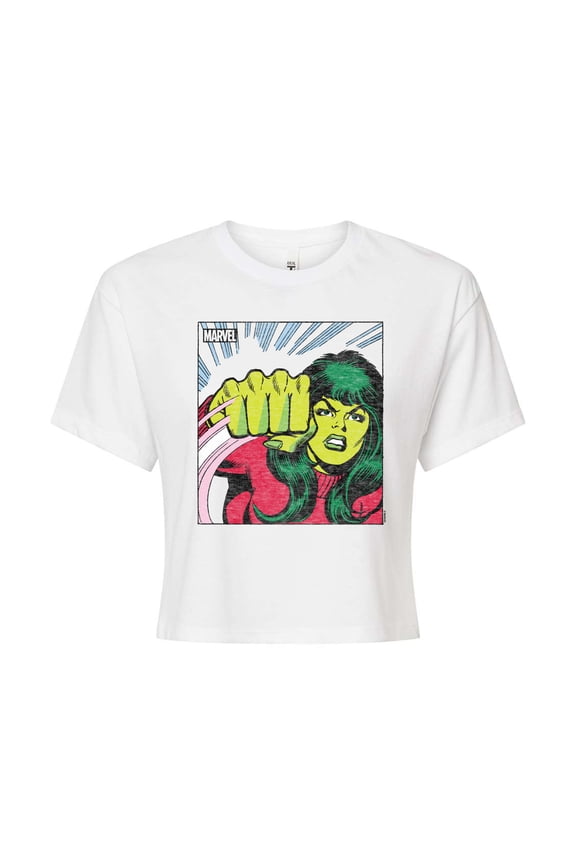 She Hulk - Comic Panel - Juniors Cropped Graphic T-Shirt