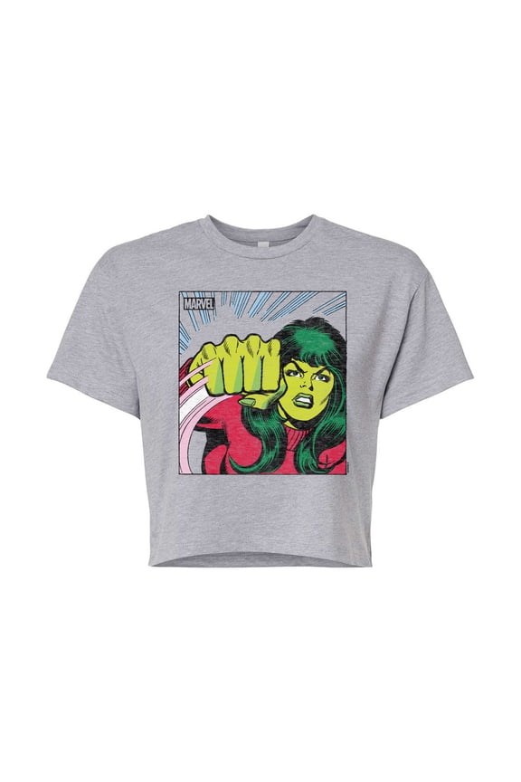 She Hulk - Comic Panel - Juniors Cropped Graphic T-Shirt