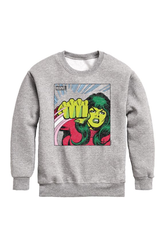 - She Hulk Comic Panel - Youth Boys Crew Fleece Sweatshirt