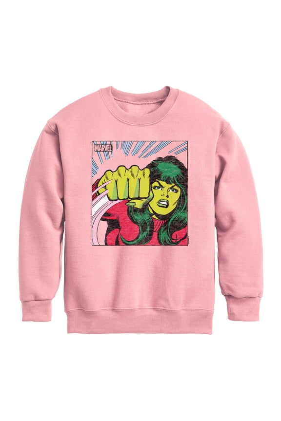 - She Hulk Comic Panel - Youth Boys Crew Fleece Sweatshirt