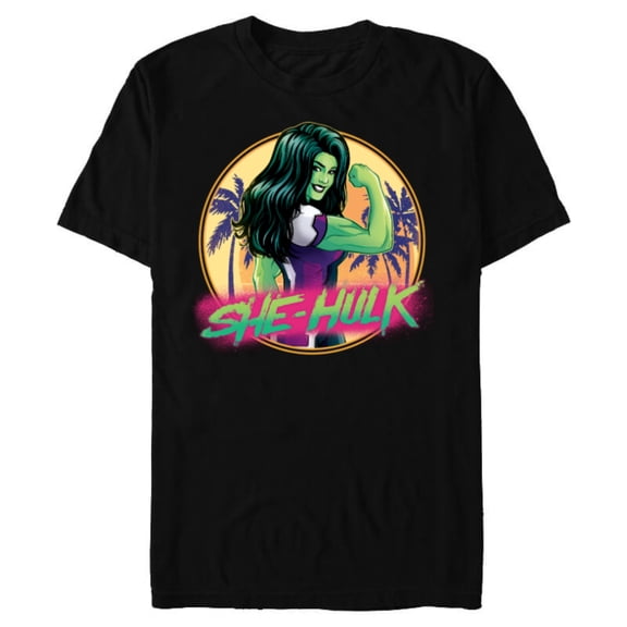 Marvel She-Hulk Jennifer Walters Palm Tree Flex - Short Sleeve Blended T-Shirt for Adults - Customized-Black